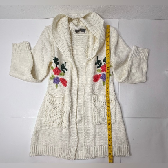 Cardigan Floral Knitted Identita Collection Womens Size Small Cream Multicolored - Picture 4 of 10